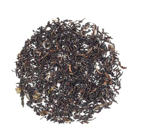 crush tea leaves with white background